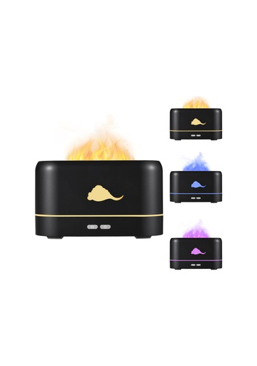 Aubyhe Siyah Usb Type-c Ultrasonik Buhar Makinası - 3 Alev Rengi, Elektrik Kesme Koruması, Nem Arttırıcı Ve Aromaterapi Fonksiyonu