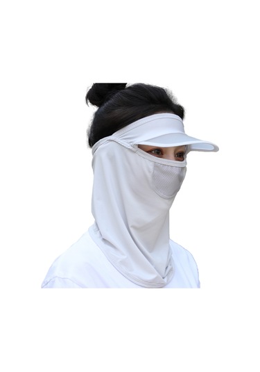 Geeroyoo Yaz İçin Esnek Ve Nefes Alabilir Güneş Koruyucu Yüz Maskesi Şapka Kenarlı, 360 Derece Koruma, Yıkama Kolay, Cilt Dostu Gri