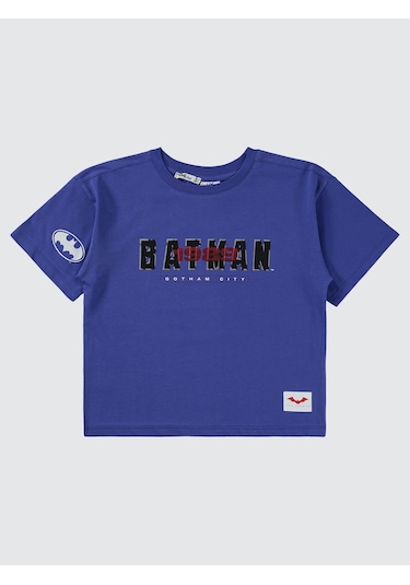 Batman Erkek Çocuk Tişört 6-9 Yaş Saks Saks Mavisi