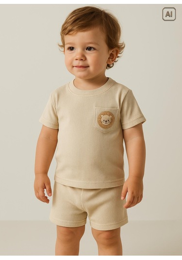 Organik Lion Head 2'li Takım Bej Bej