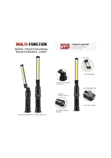 Sones W553 280lm Usb Şarj Edilebilir Katlanır Mobil El Çalışma Acil Durum Işığı, Boyut: 16,5 X 3,8 Cm Çok Renkli