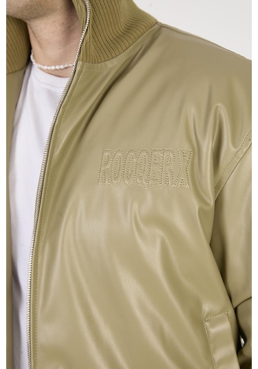 Rocqerx X-2040 Nakış Detaylı İçi Elyaflı Deri Mont Çağla Yeşili