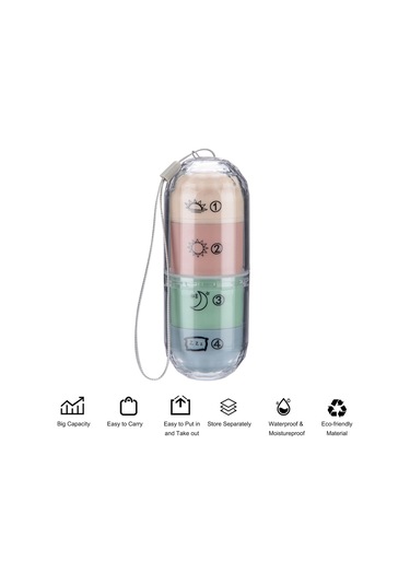 Dofolink Yd177 Dört Bölmeli İlaç Kutusu - Sabah-öğle-akşam-gece Depolama - Pp+pc Malzeme Çok Renkli