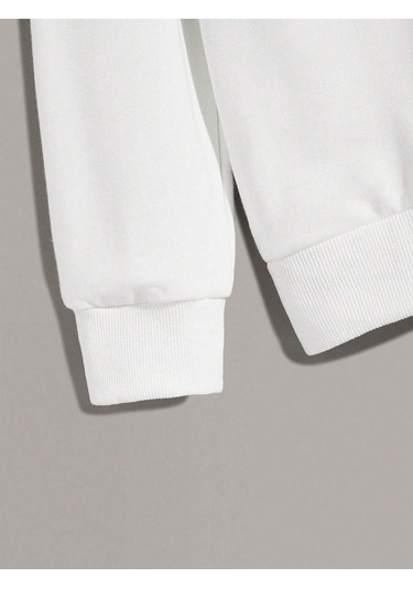 Coko Serisi Floral Print Drop Shoulder Sweatshirt Beyaz-pg-8393 Beyaz