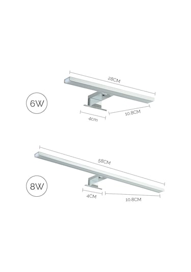 Neoglint Led Ayna Işık Banyo Dolabı Işıkları 6000 K Makyaj Aynası Gümüş