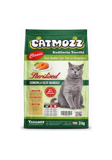Catmozz Kısırlaştırılmış Somonlu Yetişkin Kedi Maması 3 KG