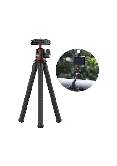 Ulanzi Mt-11 Esnek Ahtapot Tripod Standı 1/4 İnç Vida 2'si 1 Arada Platform Tasarımı 360 Ayarlanabilir Bilyalı Başlık 2kg/4.4lbs Yük Kapasitesi Akıllı Telefon Dslr Slr Kamera Canlı Yayın Çevrimiçi Video Kaydı İçin Siyah