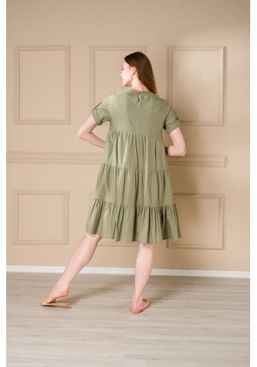 Pastelastore Kadın Yazlık Pamuk Kısa Elbise 1108 Yeşil