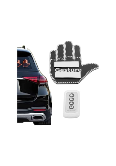 El Orta Parmak Led Kumandalı Araç İçi Reflektör Arka Cam El Simgesi Çok Renkli