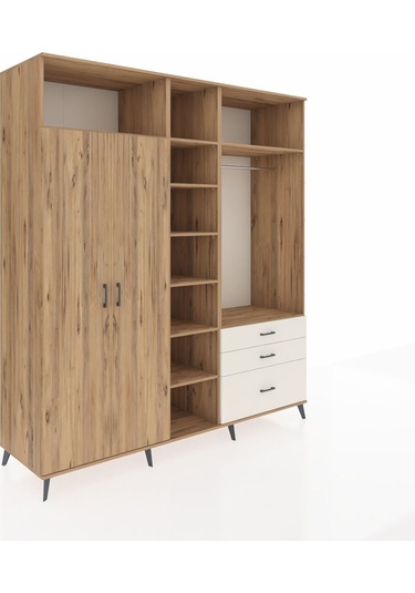 Kronos Dolap 9 Raflı 3 Çekmeceli 2 Askılı 220x59x243 Çam-çam/aytaşı Atlas Çam/aytası