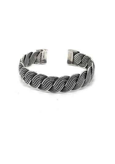 Oya Silver Oksitli Orta Örgü Gümüş Bilezik 743757111