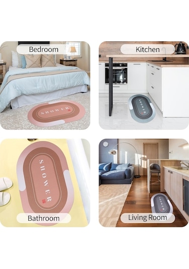 Pazly 16x24 İnç Yumuşak Oval Diatom Banyo Halısı, Kaymaz, Hızlı Kuruyan, Makinede Yıkanabilir, Sarı Sarı