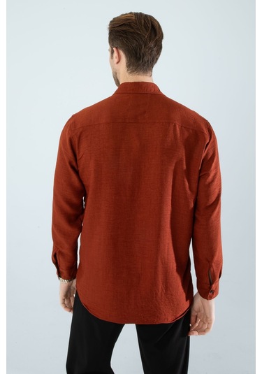 Rahat Kesim Keten Dokulu Gömlek Kiremit