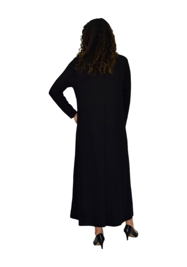 Kadın Siyah Uzun Kol Likralı Viskon Elbise Bgl-st04677 siyah