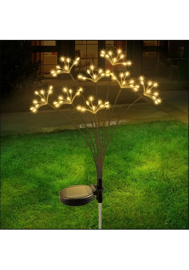 Solar 80 Led Sarı Renk Yıldız Patlaması Led Bahçe Aydınlatma Solar Bahçe Süsü Sge1004 Sarı
