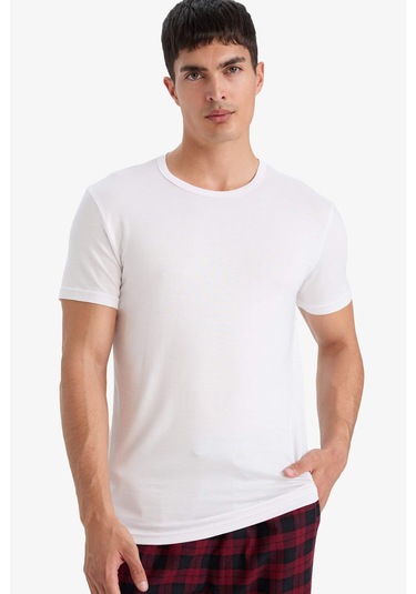 Defacto Premium Slim Fit Dar Kesim Bisiklet Yaka Kısa Kollu Modal Üst Z8085az25auwt83 Beyaz-wt83
