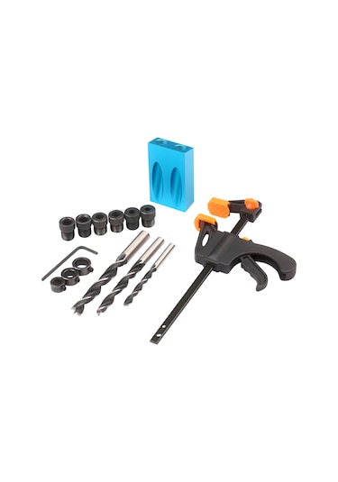 Maiyame 15 Parçalı Ahşap Delme Kiti - 8mm/10mm 15 Derece Açılı Matkap Kılavuzu Ve Delik Lokatörü