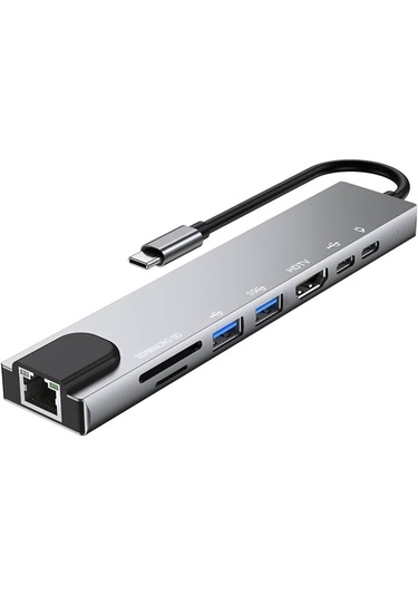 Type-c 8in1 Çevirici Adaptör 4k Hdmi + 2port Usb 3.0