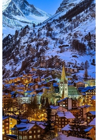 İsviçre Alp Dağları Temalı Oval Magnet