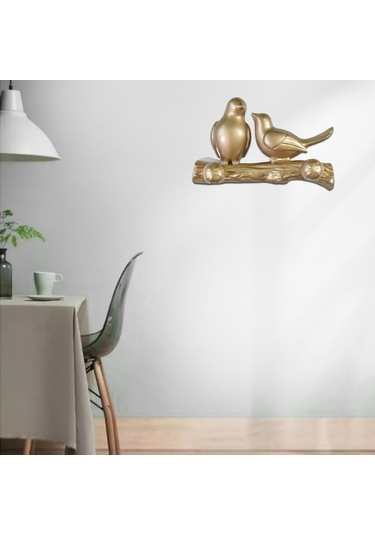 Suntek Kuşlar Ağaç Dalı Askı Ev Dekoratif Takı Yatak Odası Dolap Askı Altın Çok Renkli