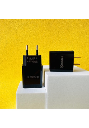 Jeemson Siyah 5v3a 18w Qc3.0 Hızlı Şarj Cihazı, Akıllı Telefon Ve Güzellik Aleti İçin Avrupa Standartlı Adaptör