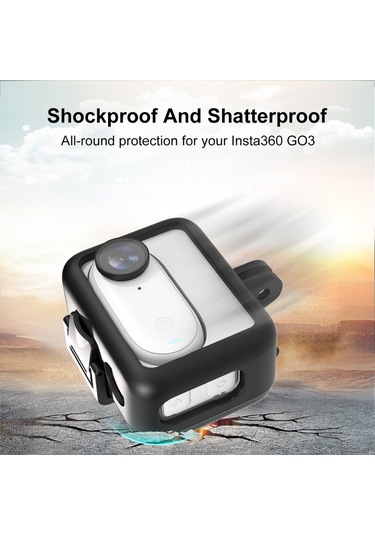 Ranyeek Insta360 Go 3 İçin Abs Malzeme Spor Kamera Korumalı Kutu - Siyah Korumalı Çerçeve + Sabit Somun + Taban Braket