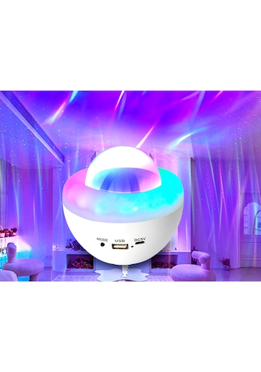 Teltree Usb Şarjlı Led Işık Projeksiyonu Ve Bluetooth Hoparlör - Akıllı Ses Kontrolü Odalar İçin Ambiyans Lambası Beyaz