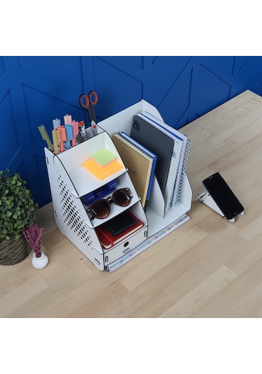 Focus Hexa Çekmeceli A4 Evrak Rafı Masaüstü Organizer Beyaz Renk