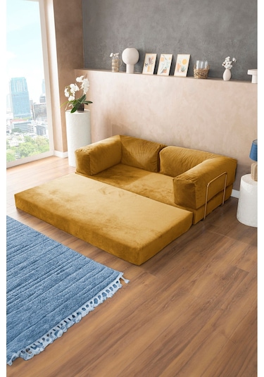 Good Night Legom Köşe Koltuk & Aktivite Yatağı & Uzanma Koltuğu Hardal