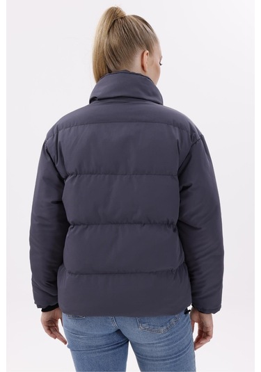 Kadın Dolgulu Puffer Mont - Yüksek Yaka, Suya Dayanıklı Antrasit