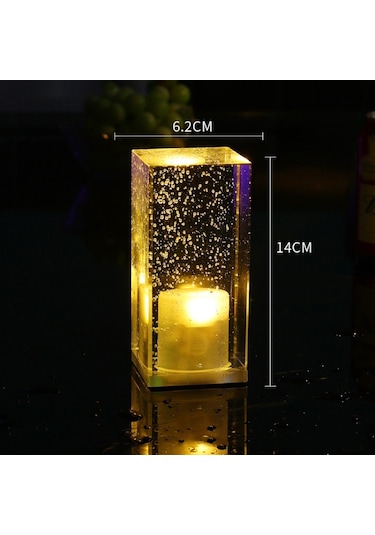 Kare Led Renkli Kristal Çubuk Masa Lambası For Purple Light Mor Bej