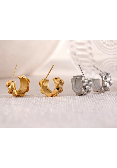 Gümüş Eetit Bildirimi Metal Doku Geometrik Paslanmaz Çelik 18k Altın Kaplama Küpe Minimalist Çekicilik Trendy Moda Klasik Takı Çok Renkli