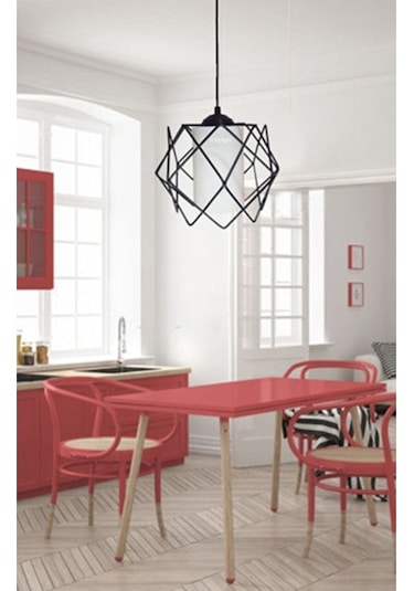 Trend Kitchen Koza White Glass One Mutfak Antre Koridor Sarkıt Avize Siyah