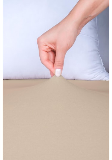 Nordqueen %100 Pamuk Tek Kişilik 100 200 Lastikli Çarşaf Bej