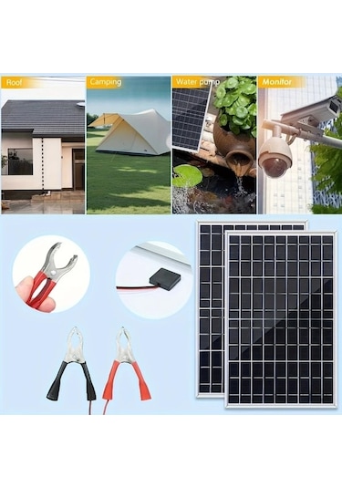 Trendooze Gaojunshop01 2x 100a Solar Panel Seti, Timsah Ağız Bağlantılı Karavan Kamp