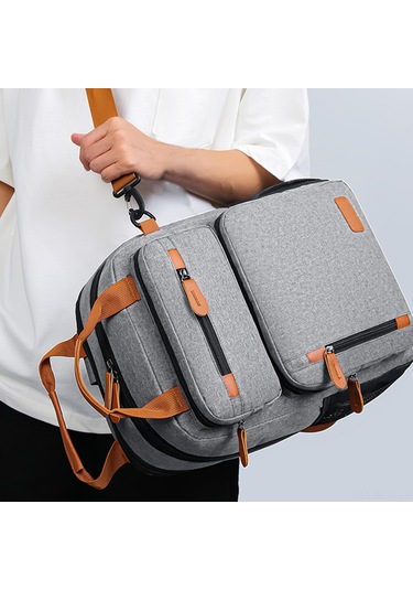 Neevoyu Erkekler İçin Gri Çift Omuzlu Sırt Çantası - 15.6" Laptop Bölgesi, Su Geçirmez, Dayanıklı, Çok Bölmeli, Seyahat-iş Okul Çantası Gri