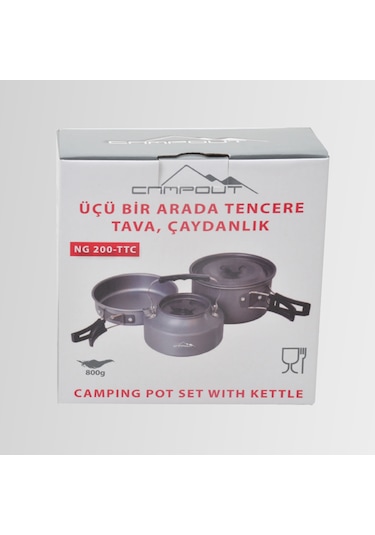 Nurgaz Ng-200-Ttc Üçü Bir Arada Kamp Tencere Tava Çaydanlık Seti Çok Renkli