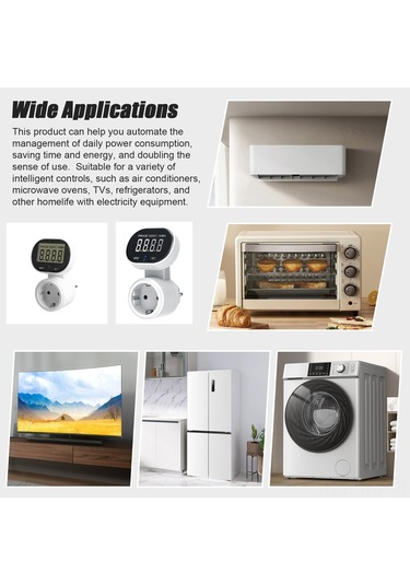 Symbee Avrupa Standartı Elektrik Tüketim Ölçer Prizi - 45 Ayarlanabilir Lcd Ekranlı Akıllı Enerji Monitorü 230v 16a