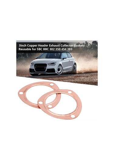 Springsun 2 Adet Bakır 3" Egzos Manifold Gasket - Sbc Bbc 302 350 454 383 Uyumlu, Tekrarlı Kullanım, Tam Değişim