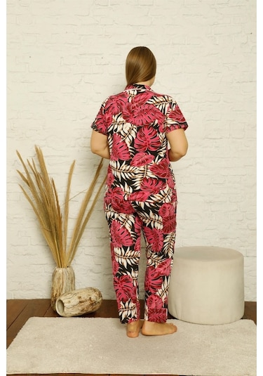 Akbeniz Kadın Pamuklu Cepli Kısa Kol Büyük Beden Pijama Takım 202 (519884221)