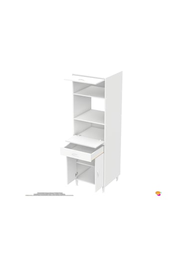 Modilayn Ennet: 60x194.6x48 Cm Fırın / Mikrodalga Dolabı 1 Çekmece, 4 Kapaklı. Mutfağınıza Yer Açın Beyaz