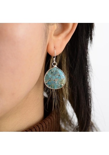 Novahub Altın Blıngbay Bohem Etnik Kolye Küpe, Doğal Mavi Kristal Damla Şekli, High-end Retro Takı, Çok Renkli Kadın Moda Takı Çok Renkli