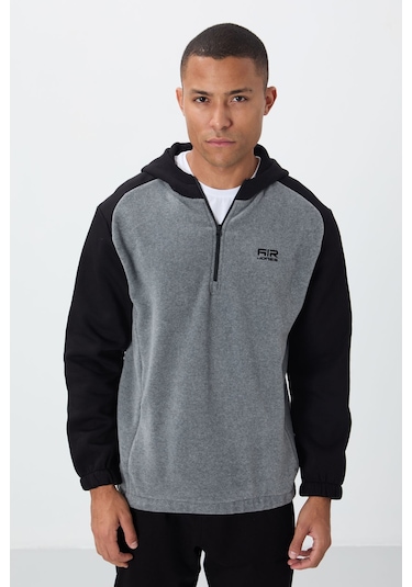 Tommy Life Ruby Gri Melanj Standart Kalıp Polar Erkek Sweatshirt - 88300 GRİ MELANJ