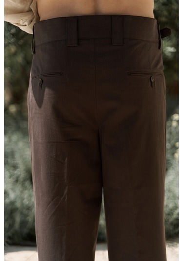 Enrico Kemer Detay Kahve Erkek Pantolon Kahve