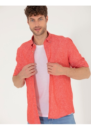 Pierre Cardin Erkek Kırmızı Gömlek Desenli 50265119-vr030 Kırmızı