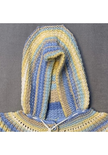 Uretti - Tuğba 9352 - El Örgüsü Kapüşonlu Renkli Erkek Çocuk Hırka - 5 Yaş Çok Renkli