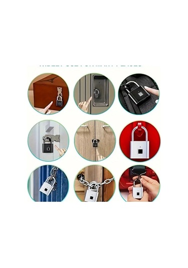 Meridiangoods Siyah Tip-c Parmak İzi Kilidi 20 Parmak İzi Kaydı Çinko Alaşım