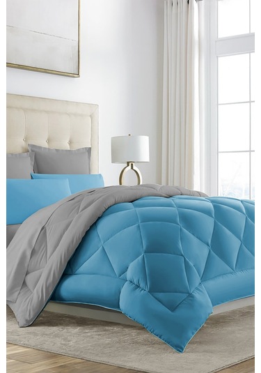 Alla Turca Çift Taraflı Lux Uyku Seti - Tek Kişilik Özel Çantalıturkuaz-gri