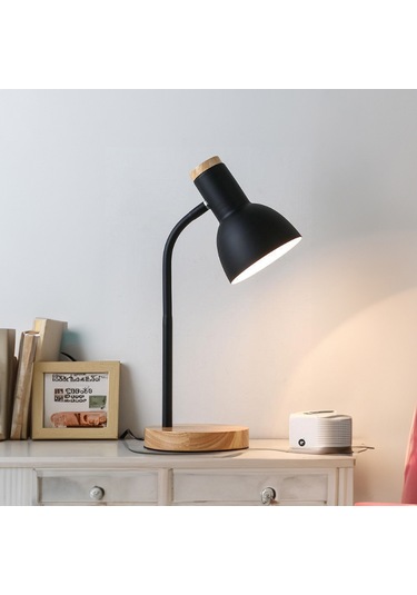 Petrix 34614 Ahşap Tabanlı Nordic Usb Masa Lambası Siyah
