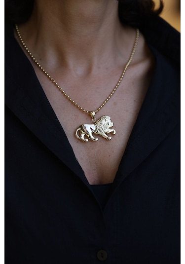 Yenigün Kuyumculuk 14 Ayar Altın Top Zincirde Aslan Kolye Klu22782-znc22920